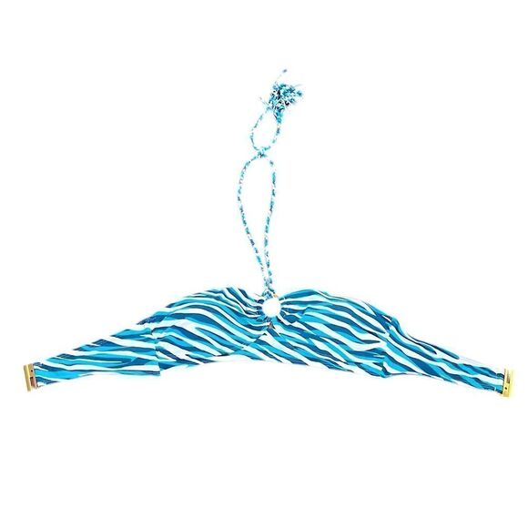 Jaclyn Smith Navy And Turquoise Waves Bandeau Swimsuit Top, Size 10 - Picture 10 of 11